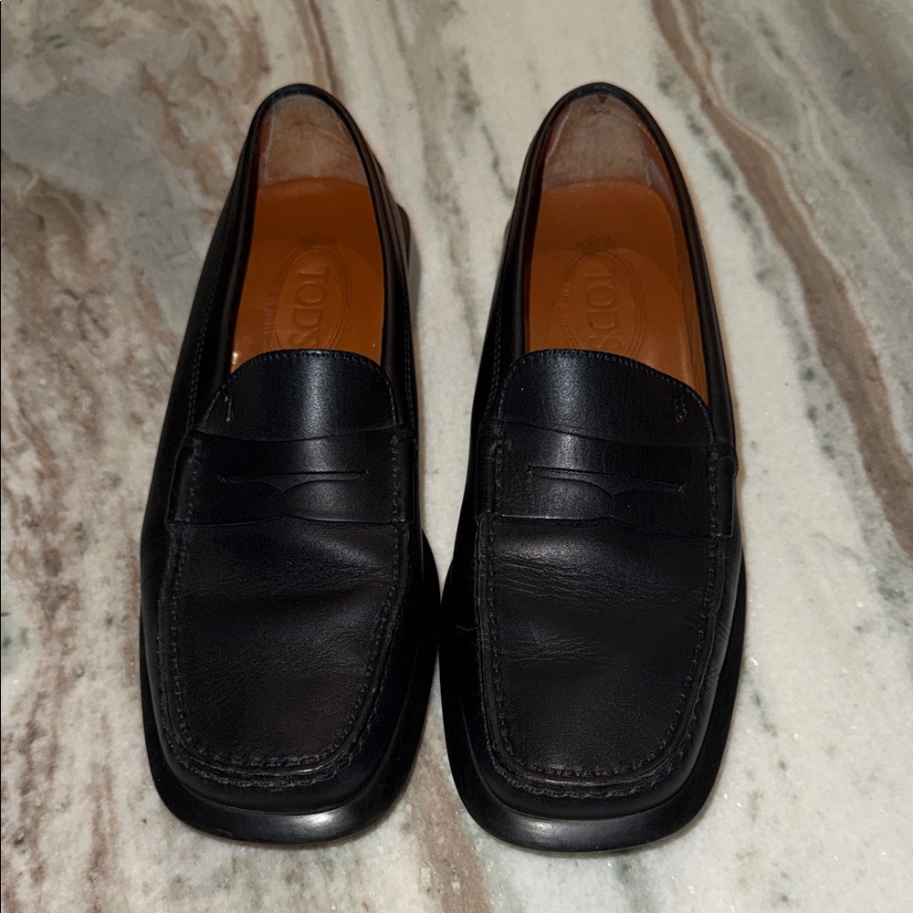 Tod's Classic Black Leather Slip-On Loafers
